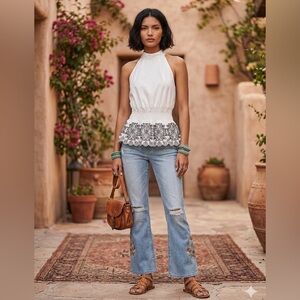 White House Black Market White Sleeveless Blouse